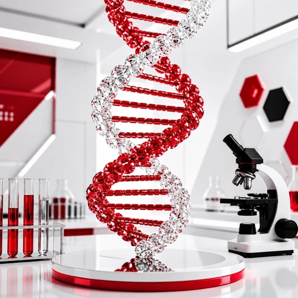 Modelo de DNA em laboratório de hematologia